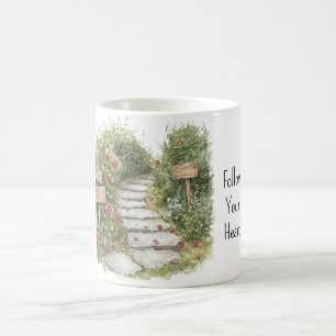 Taza De Café Camino de Piedra Floral de Rosas