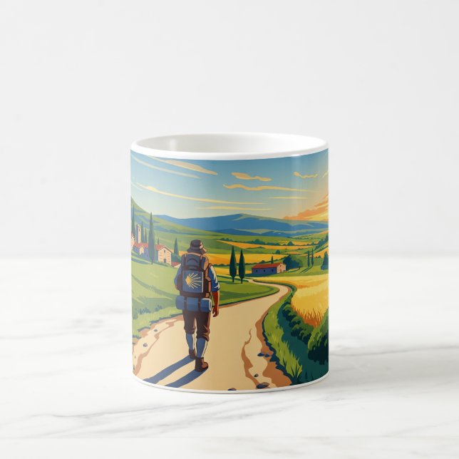 Taza De Café Camino de Santiago Hiker Sunset (Centro)