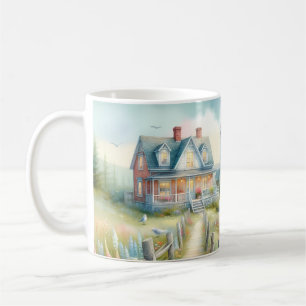 Taza De Café Camino hacia la cabaña costera del faro
