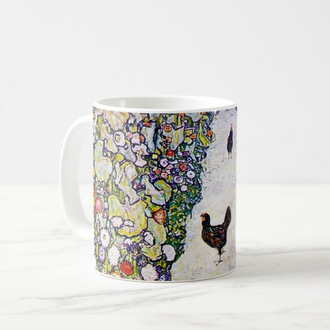 Taza De Café Camino Jardín con Pollos, Gustav Klimt (Anverso izquierdo)