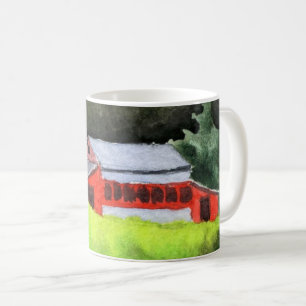 Taza De Café Camino rural Mug campo verde de granero rojo grand