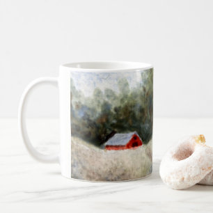 Taza De Café Camino rural Mug pequeño granero rojo campo