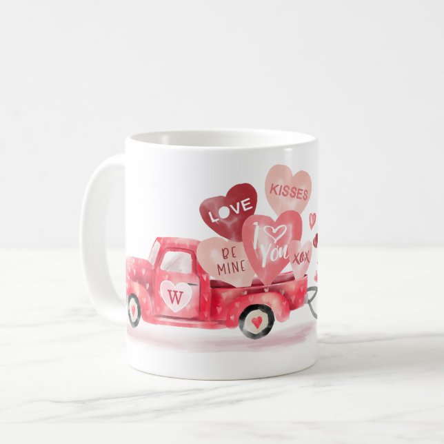 Taza De Café Camión acuarela especial de Valentine Hearts (Anverso izquierdo)