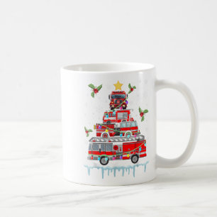 Taza De Café Camión de bomberos árbol de Navidad enciende Santa