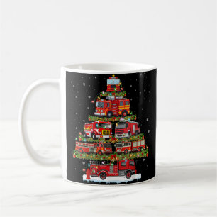Taza De Café Camión de bomberos enciende a Navidades de bombero