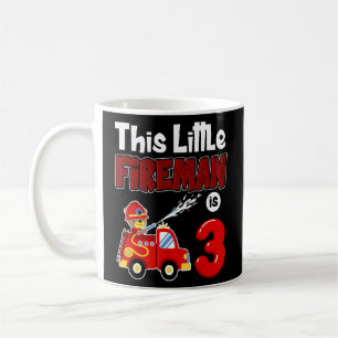 Taza De Café Camión de bomberos niño de tercer cumpleaños niño 