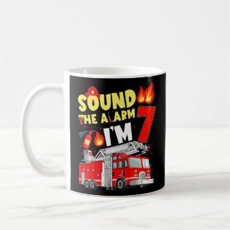Taza De Café Camión de bomberos niños 7 cumpleaños bombero 7 añ