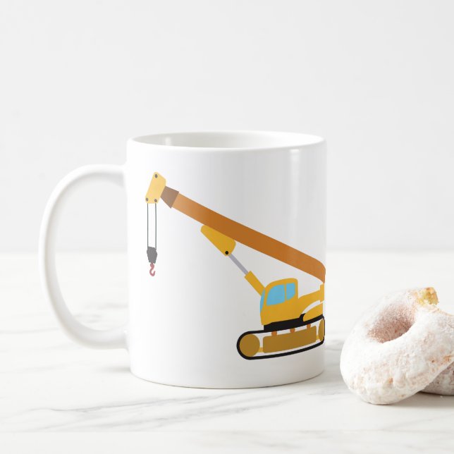 Taza De Café Camión de construcción de grúas (Con donut)