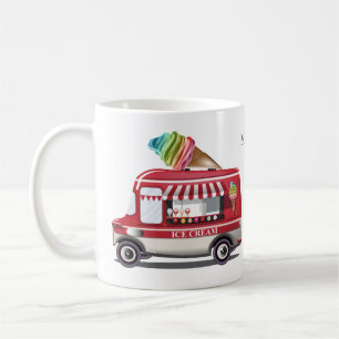 Taza De Café Camión de crema de hielo nombre personalizado para