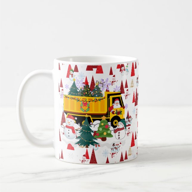 Taza De Café Camión de entrega del árbol de Navidad de Santa Cl (Izquierda)