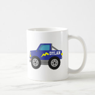 Taza De Café Camión monstruo azul de carreras, para niños