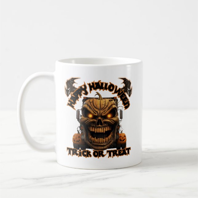 Taza De Café Camión Monstruo de Calabaza Halloween Escándalo Ha (Izquierda)