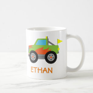 Taza De Café Camión Monstruo de Carreras Verde Personalizado pa