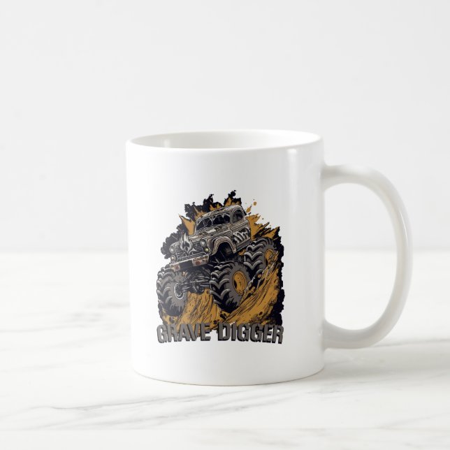 Taza De Café Camión monstruo de la excavadora de tumbas (Derecha)