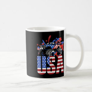 Taza De Café Camión Monstruo Niños EEUU Bandera Americana Julio