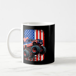 Taza De Café Camión Monstruo Niños Usa Bandera Camión Monstruo 