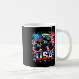 Taza De Café Camión Monstruo Usa Bandera Americana 4 De Julio
