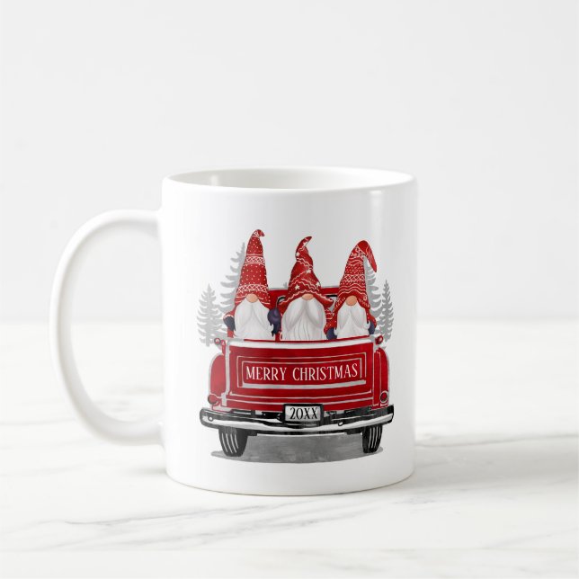 Taza De Café Camión Rojo Vintage Feliz Navidad (Izquierda)