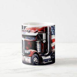 Taza De Café Camión Semi bandera americana