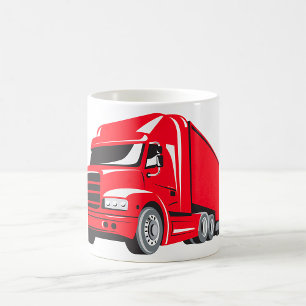 Taza De Café Camionero Rojo Semicamión Big Rig
