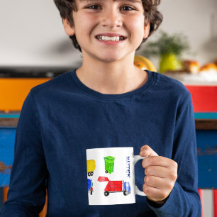 Taza De Café Camiones de Basura Pintados Niños Personalizados