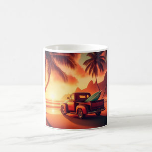 Taza De Café camioneta surfista tropical/Hawaiana vintage