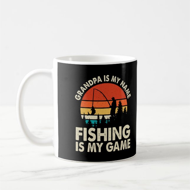 Taza De Café Camisa de pesca del abuelo - Regalo de pesca retro (Izquierda)