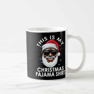 Taza De Café Camisa de pijama de Navidad de Papá Noel afroameri