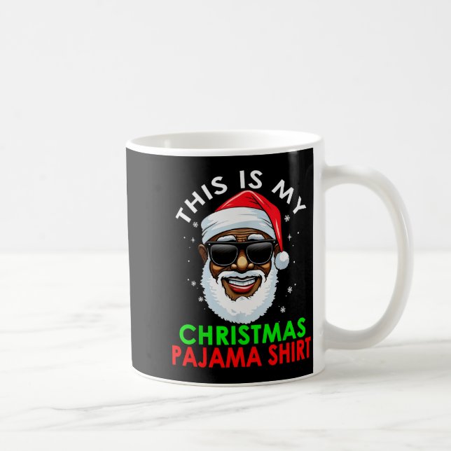 Taza De Café Camisa de pijama de Navidad de Papá Noel afroameri (Derecha)