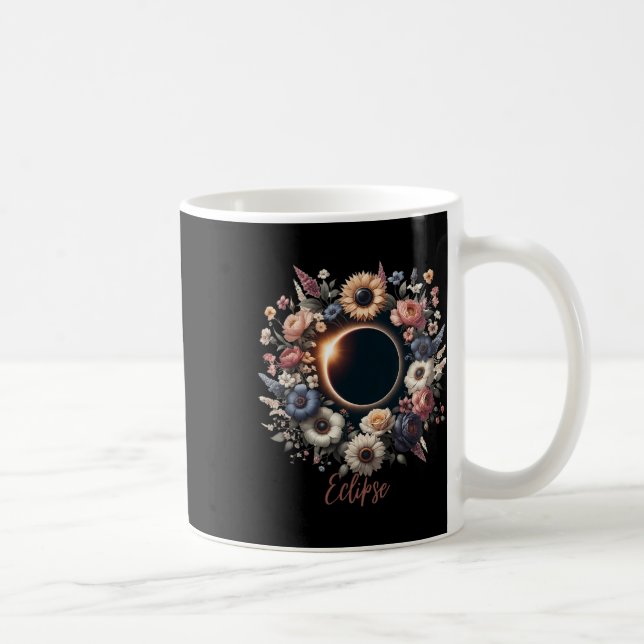 Taza De Café Camisa Eclipse Solar De Mujeres Con Flores Florale (Derecha)