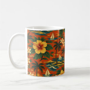 Taza De Café Camisa hawaiana vibrante de mediados de siglo impr