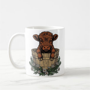 Taza De Café Camisa Ternera de las Tierras Altas Arte Vintage D