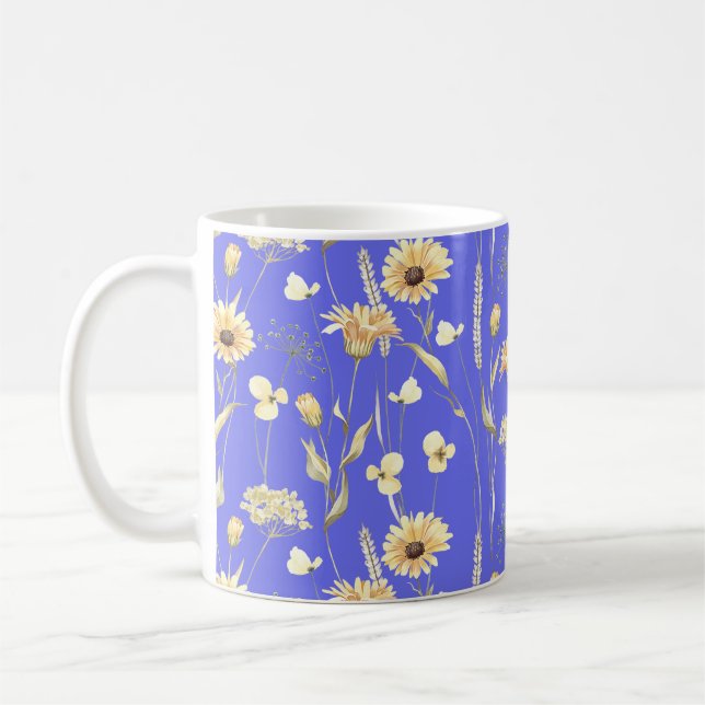 Taza De Café Camisas de campo de pradera impresión azul (Izquierda)