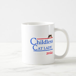 Taza De Café Camiseta 2024 Señora Gato Sin Hijos 2024 Vota Kama