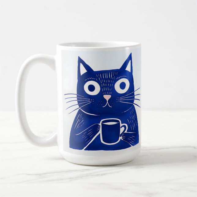 Taza De Café Camiseta azul Cat (Izquierda)