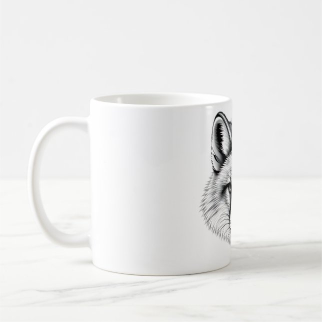 Taza De Café Camiseta blanca y negra de la cabeza de Fox en el  (Izquierda)