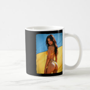 Taza De Café Camiseta Byck Print - Chica en bikini y bandera de