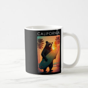 Taza De Café Camiseta California República Fresca Oso Surf Play