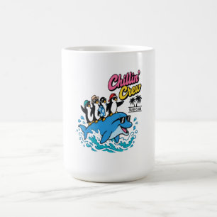 Taza De Café Camiseta Chillin Crew Surf Club Pingüino Delfín
