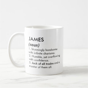 Taza De Café Camiseta con el nombre James, nombre editable, nom
