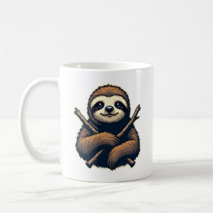 Taza De Café Camiseta con grabado de emblemas de perezoso vinta