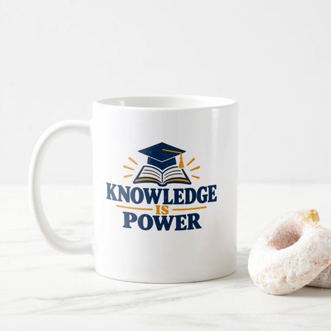Taza De Café Camiseta Conocimiento Es Poder (Con donut)