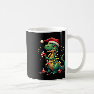 Taza De Café Camiseta Cute Navidad T-rex Dinosaurio Luces Y Pue