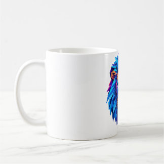 Taza De Café Camiseta de arte de león geométrico vibrante