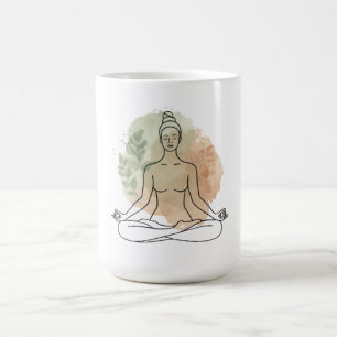 Taza De Café Camiseta de arte de línea de acuarela abstracta
