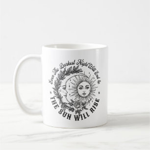 Taza De Café Camiseta de arte Moon and Sun Face Line - Coca Cel