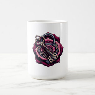 Taza De Café Camiseta de bloqueo de rosa con la llave de mi cor