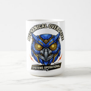 Taza De Café Camiseta de búho ciberpunk de sobrecarga mecánica