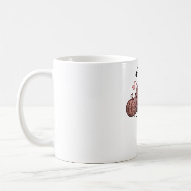 Taza De Café Camiseta de calabaza rosa de Coquette Cat sobredim (Izquierda)