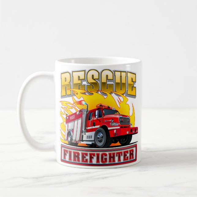 Taza De Café Camiseta de camión de bomberos personalizados (Izquierda)